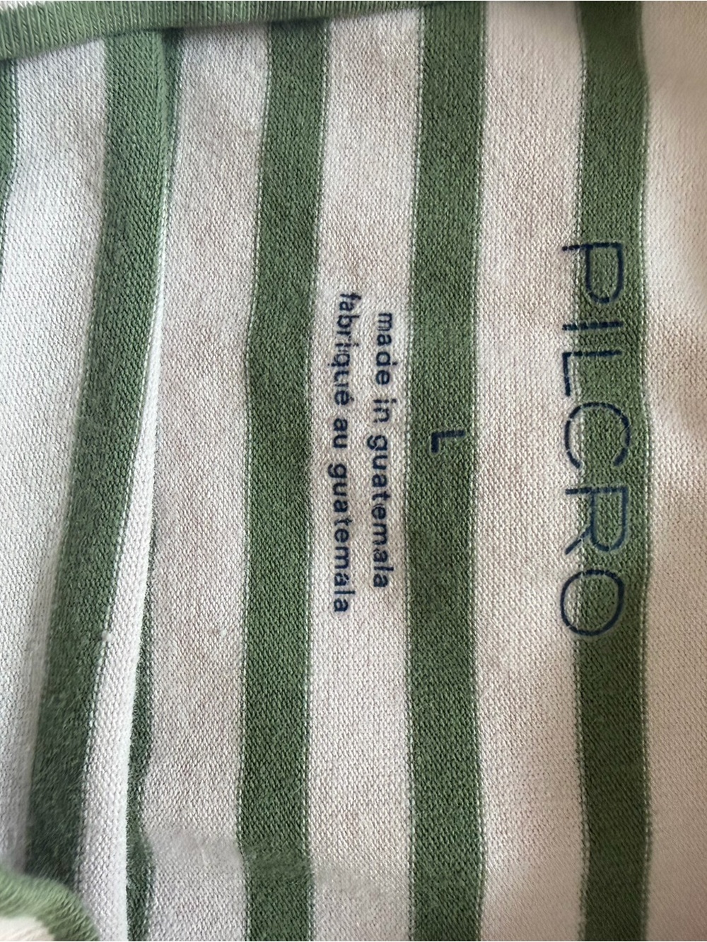 Pilcro Olive Green and Blush Pink Striped Cap-Sleeve Tee Size L Anthropologie - Picture 4 of 7